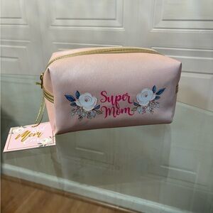 Beutiful  Pink Cosmetic Bag With Zipper “SUPER MOM”